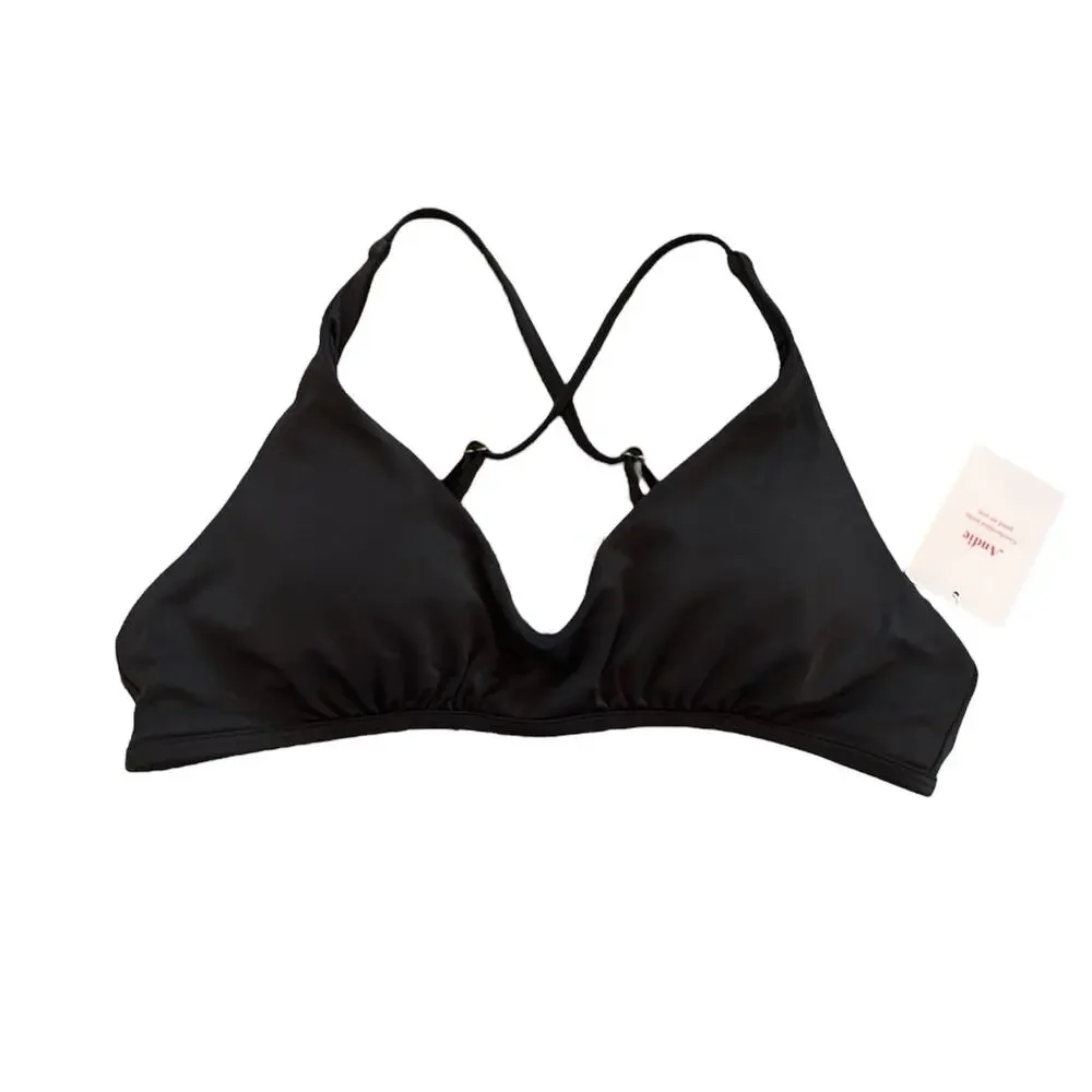 Andie Swim The Valenica Bikini Top in Black L NWT